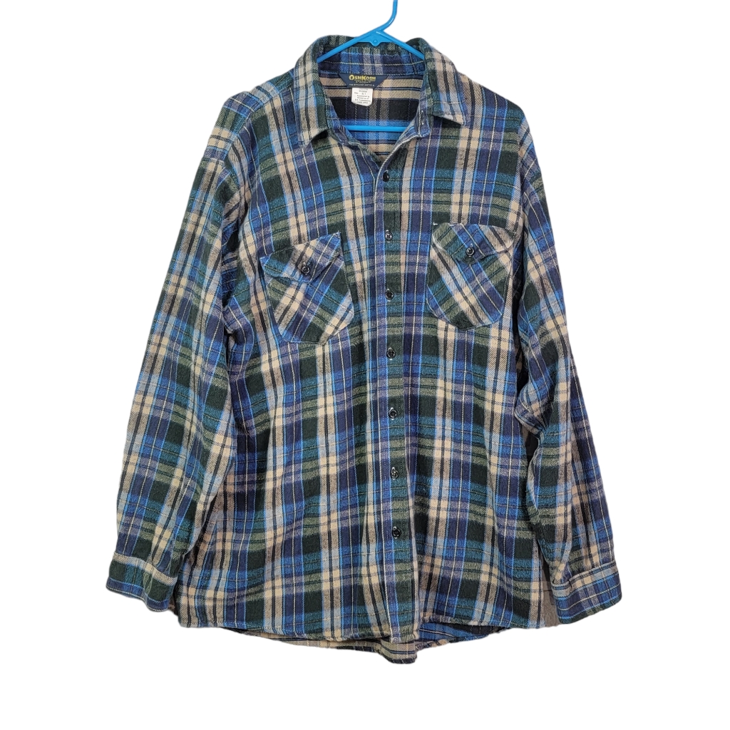 Oshkosh B'gosh Vintage Heavy Thick Fall Winter Button Down Flannel Shirt Xlt